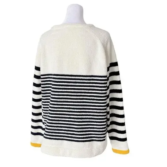 Joules Navy White Striped Seaport Chenille Crewneck Sweater Size 12 - Picture 6 of 10